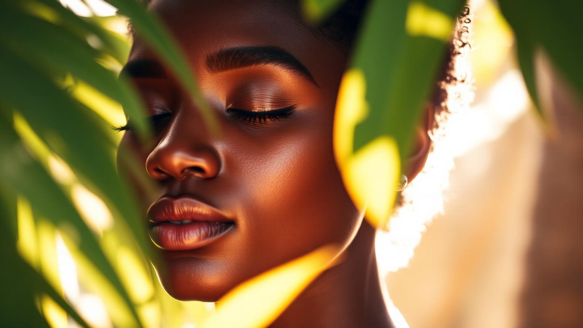 Femme africaine peau éclatante naturelle